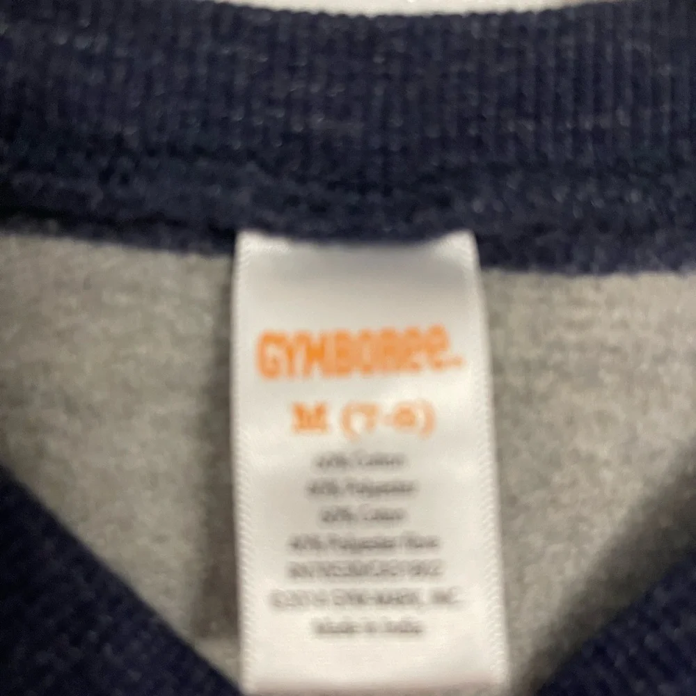 Gymboree Navy and Gray Striped Sweatshirt with Yellow Number